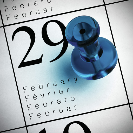calendar with push pin in February 29th